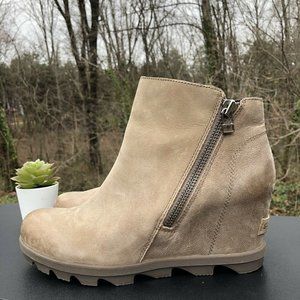 Sorel Leather Joan of Arctic Wedge Ankle Boots WOMENS Sz 9 Booties NL3365-240